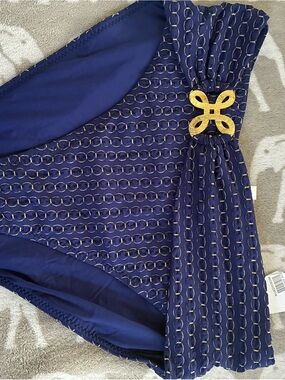 Trina Turk Navy with Gold Stitch Swimwear Bottom